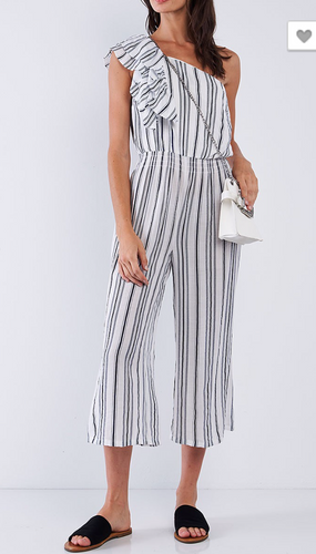 Stripe One Shoulder Jumpsuit